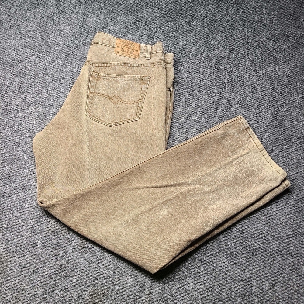 Attrak Jeans Button Fly Mens Beige Denim Stone Wash NWOT 38x30